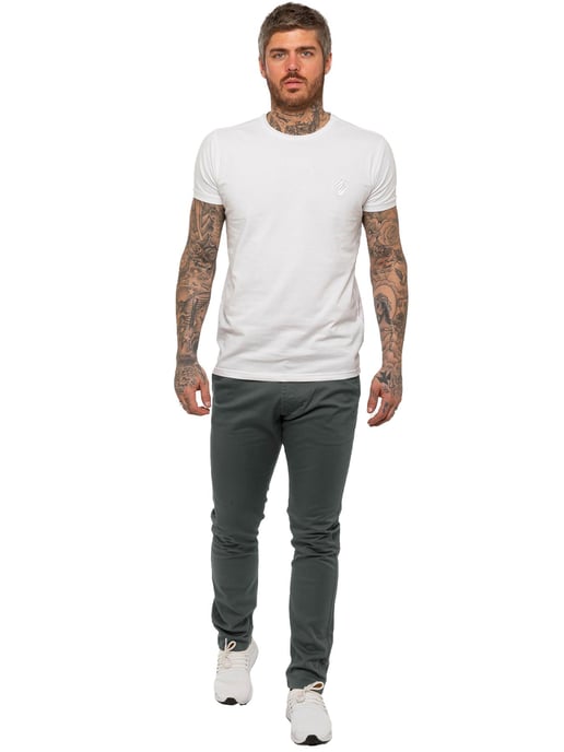 Enzo | Heren Slim Fit Stretch Chino Jeans - Grijs - Image 6
