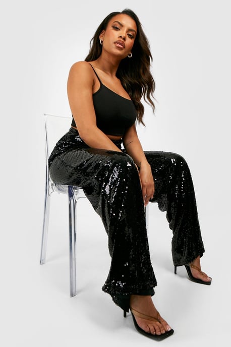 Plus Sequin Wide Leg Trousers