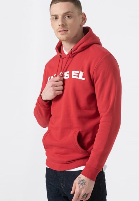 Diesel S Agnes BRO Mens Sweat Hoodie in Red - Image 3