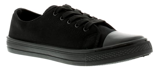New Ladies/Womens Black Fashionable Lace Up Canvas Pumps/Shoes.