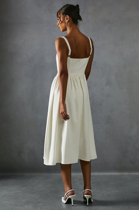 Square Neck A Line Midi Dress