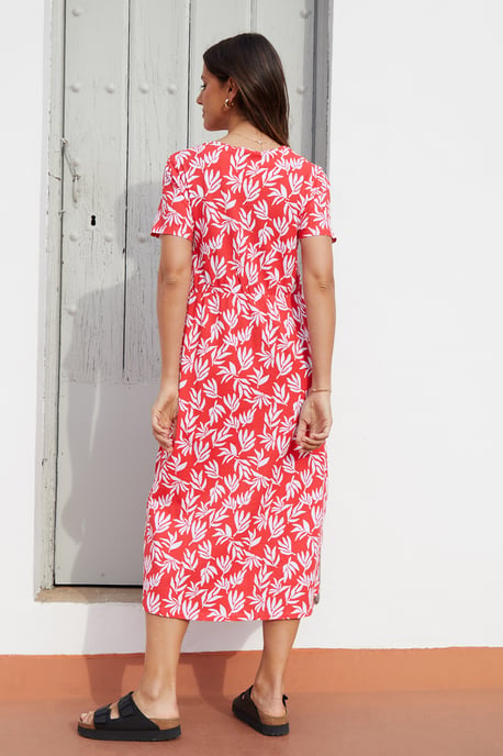 Red 'Danni' Cotton Smock-Style Dress