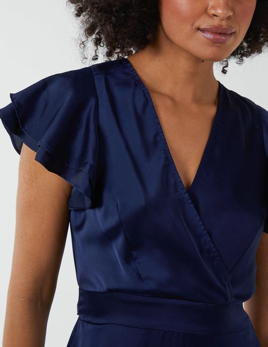 Double Angel Sleeve Wrap Dress