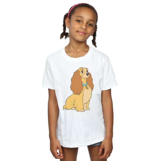 Disney Girls Lady And The Tramp Lady Spaghetti Heart Cotton T-Shirt (White)