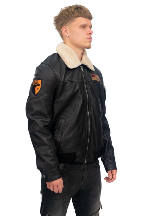 Mens US Leather Bomber Jacket-Arizona