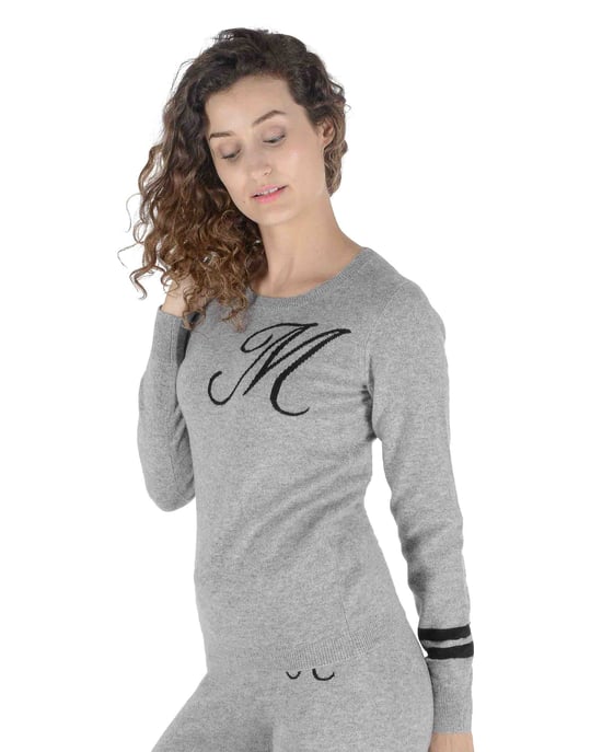 Crown Of Edinburgh Cashmere Crew Neck Sweater Stockbridge Grey M