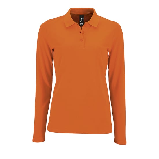 SOLS Dames/dames Perfecte Lange Mouw Pique Polo Shirt (Oranje) - Image 1