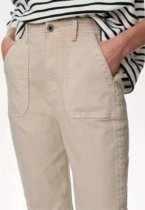M&S Collection Ladies Cotton Blend Slim Fit Ankle Grazer Joggers Sand - Image 3