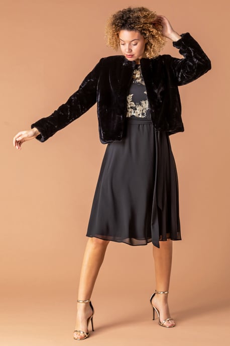 Faux Fur Bolero Jacket - Image 2