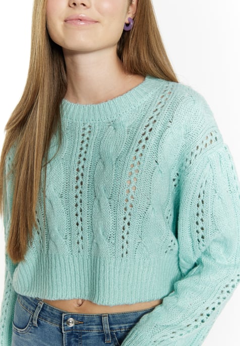 Mymo Gebreide cropped trui Dames aqua - Image 5