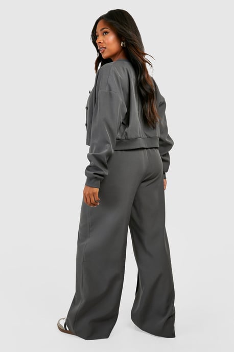 Plus Tailored Seam Front Slouchy Wide Leg Trousers - Image 2