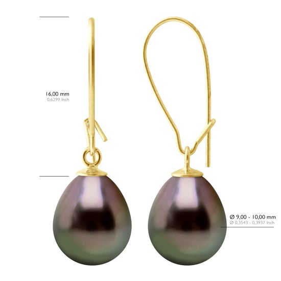 Earrings Real Cultured Tahiti Pearls Pear 9-10 mm
