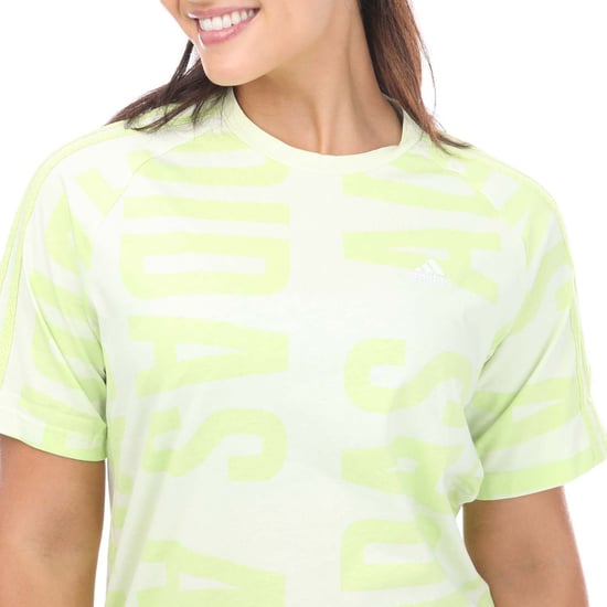 Women's adidas Essentials Allover Print T-Shirt Dress in Lime