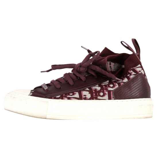 Christian Dior Walk 'n' Dior Knitted High-Top Sneakers in Burgundy Leather and Polyester - Image 4
