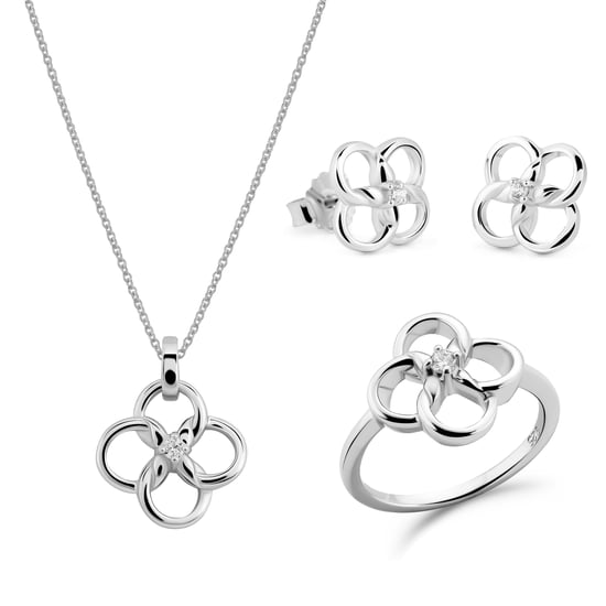 Orphelia 'Aida' Dames 925 Sterling Zilver Set: Ketting + Oorbellen + Ring - Zilver SET-7472 - Image 1