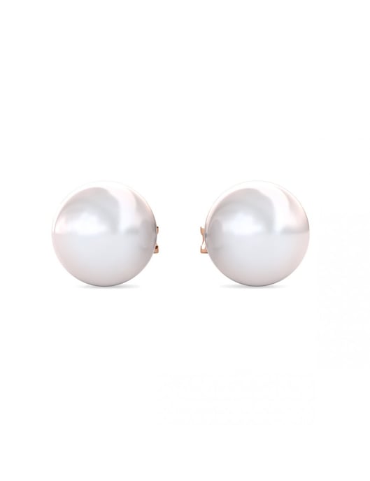 Full Moon Pearl Earrings - Rose Gold and Crystal - Image 3