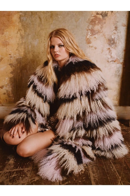 Limited Real Shearling Striped Coat - Image 3