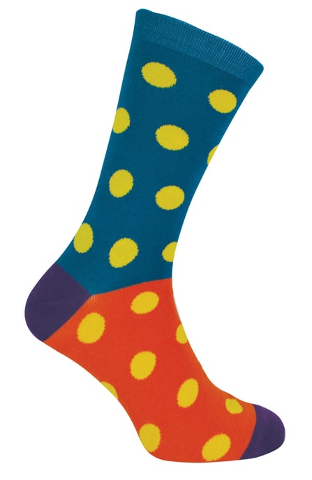 Mr Heron - Mens Bamboo Socks | Novelty Funky Socks | Patterned Argyle Striped Socks | Breathable Soft | Gifts for Him - Spots (Teal) - Image 1