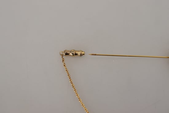 Dolce & Gabbana Guldton 925 Sterling Silver Kristallkedja Nål Dam Brosch - Image 5