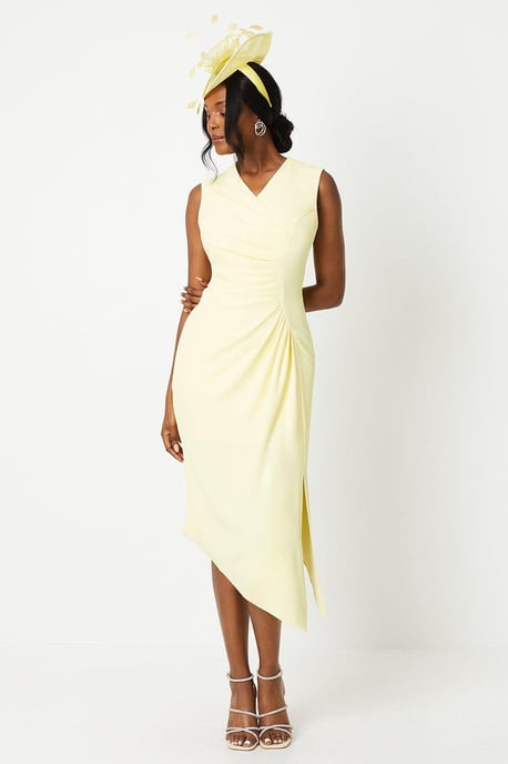 Lisa Tan Ruched Crepe Midi Dress