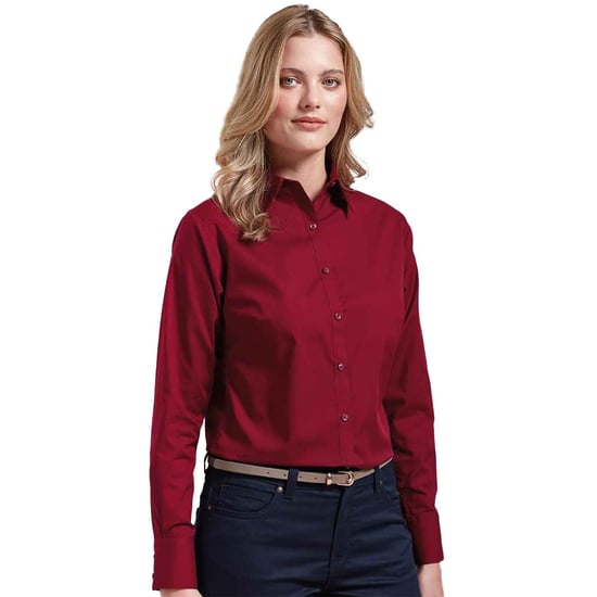 Premier Dames/Dames Shirt Met Lange Mouwen (Bourgondië) - Image 3
