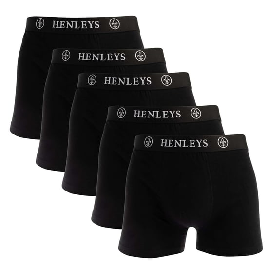 Men's Henleys McBlacken 5 Pack Boxer Shorts in Black