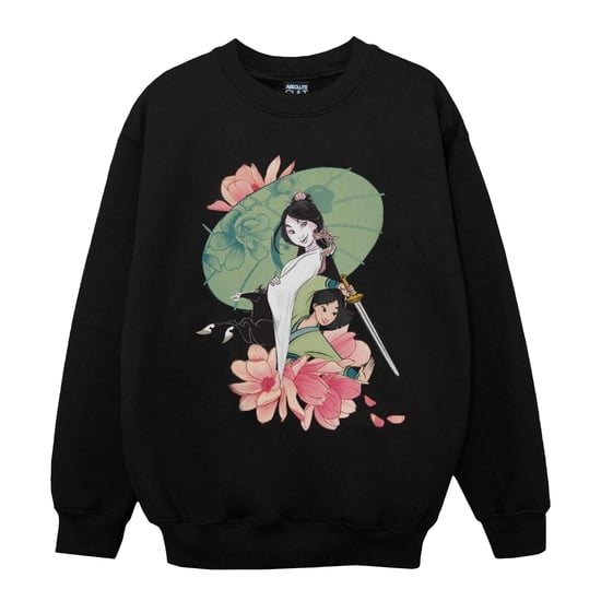 Disney Girls Mulan Magnolia Collage Sweatshirt (Black)