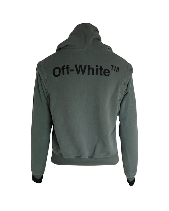 Off-White Hoodie med avtagbara ärmar i khaki bomull - Image 4