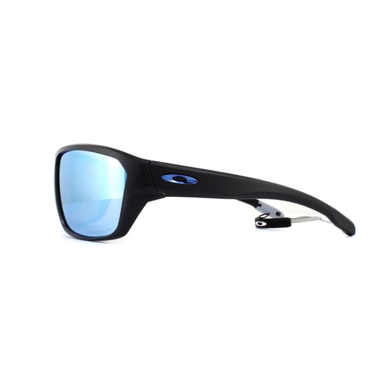 Oakley Wrap Mens Matte Black Prizm Deep Water Polarized Sunglasses