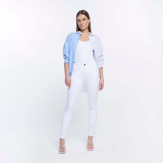 River Island Womens Skinny Jeans White Molly Mid Rise Bum Sculpt