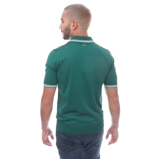 Men's Dolce And Gabbana Silk Polo Shirt in Green - Image 2