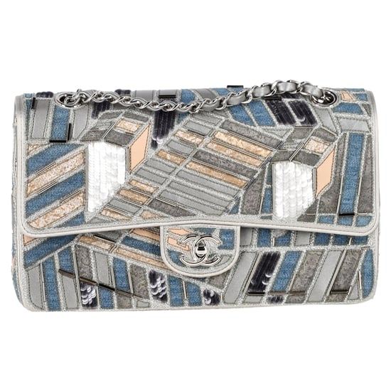 Chanel Medium Classic Patchwork Double Flap Schoudertas in Multicolor Denim - Image 1