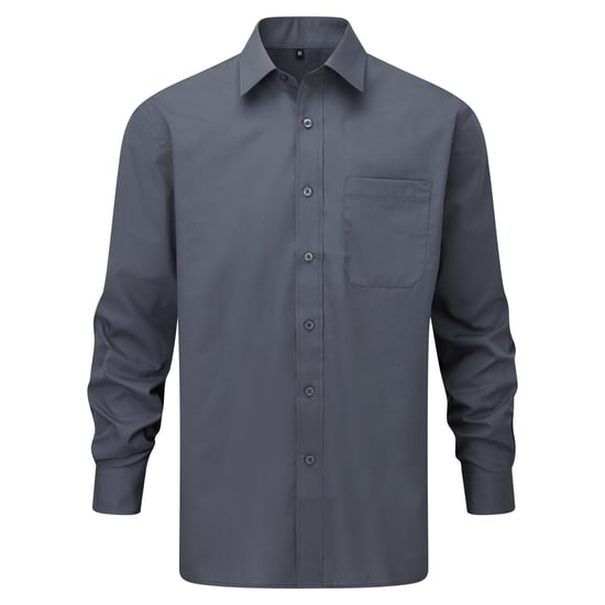 Russell Collection Mens Long Sleeve Shirt (Convoy Grey)