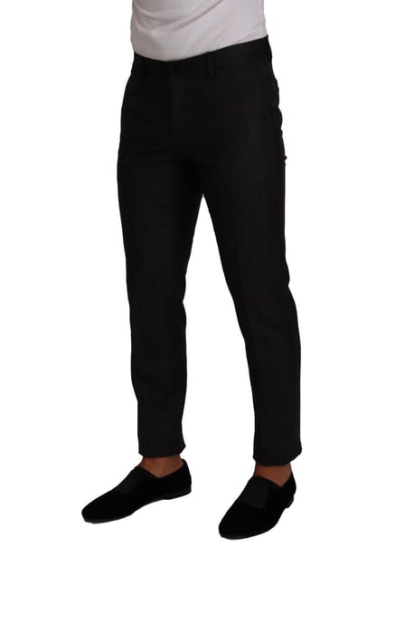 Dolce & Gabbana Men's Gray Check Wool Formal Trouser Dress Pants - Image 4