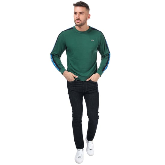 Men's Lacoste SPORT Contrast Bands Crew Sweatshirt in Green