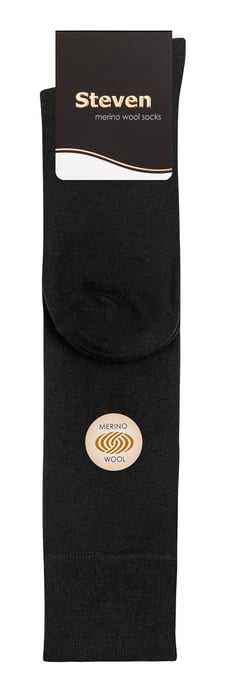 Mens Knee High Merino Wool Socks | Steven | Winter Long Boot Socks - Black - Image 2