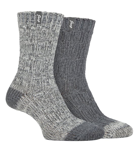 Dames Wollen Boot Sokken | Jeep | Dikke Buitensokkenset met Ribbels voor Vrouwen - Anti-Blaren - Slate / Wit - Image 1