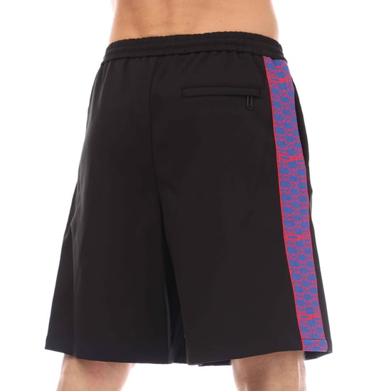 Men's Off White Monogram Band Track Shorts in Black Red