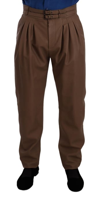 Leather Tapered High Waist Pants - Image 1