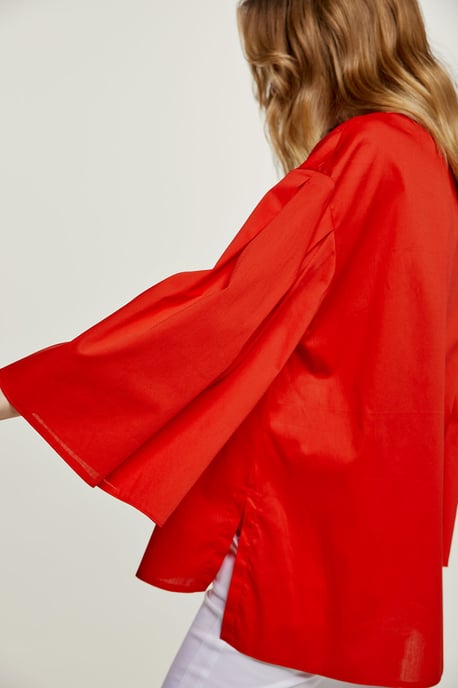 Rode wijde mouwen blouse - Image 5