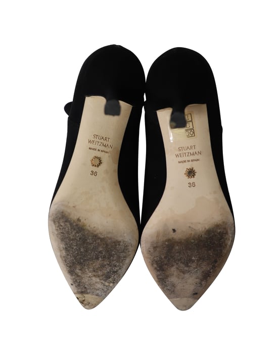 Stuart Weitzman Crystal Buckle Kera Ankle Boots in Black Suede - Image 5