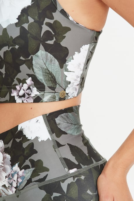 France Sage Green Floral Racerback Sports Bra