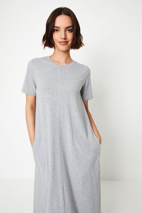 Plain Trapeze Midi T-shirt Dress