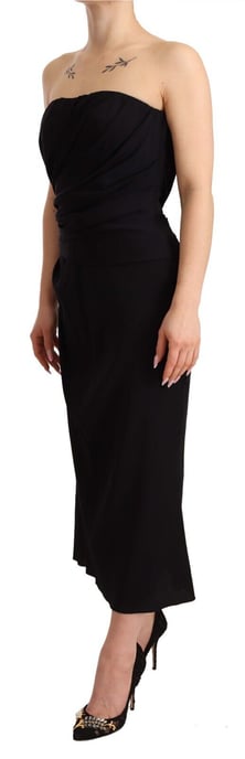 Dolce & Gabbana Kvinnors Svart Siden Off-Shoulder Midiklänning - Image 3