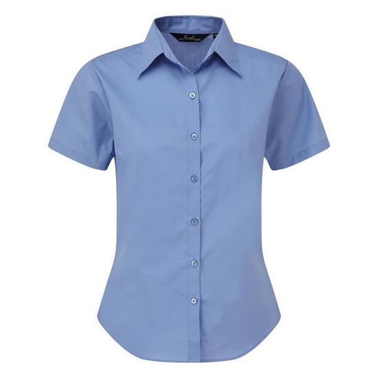 Premier Short Sleeve Poplin Blouse / Plain Work Shirt (Mid Blue) - Image 1