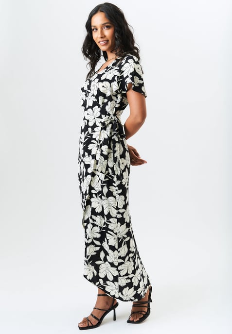 Floral Printed Wrap Midi Dress - Image 3