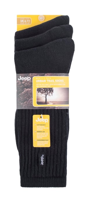 JEEP - 3 Pairs Mens Vintage Cotton Cushioned Socks for Hiking Boots - Image 2