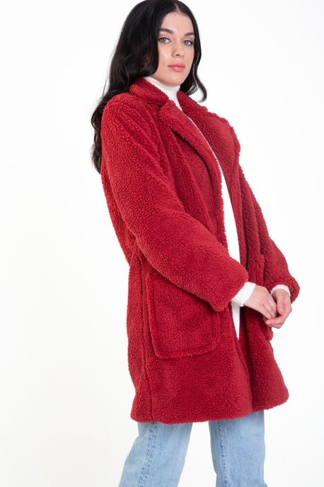 Faux Fur Longline Teddy Overcoat