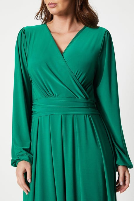 Tall Jersey Wrap Pleated Midi Dress - Image 4