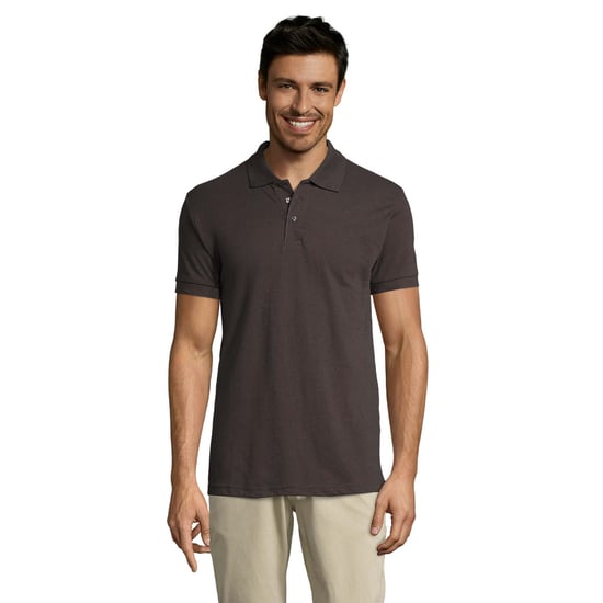 SOLs Mens Prime Pique Plain Short Sleeve Polo Shirt (Dark Grey) - Image 4